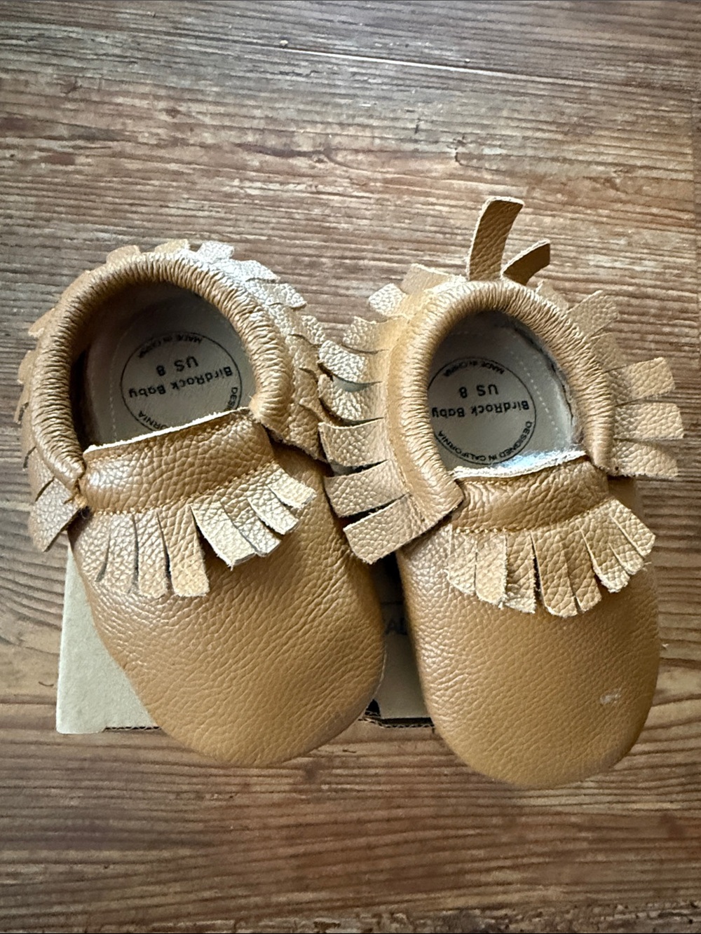 Classic Tan Fringe Moccasin Baby Shoes wrong box 8